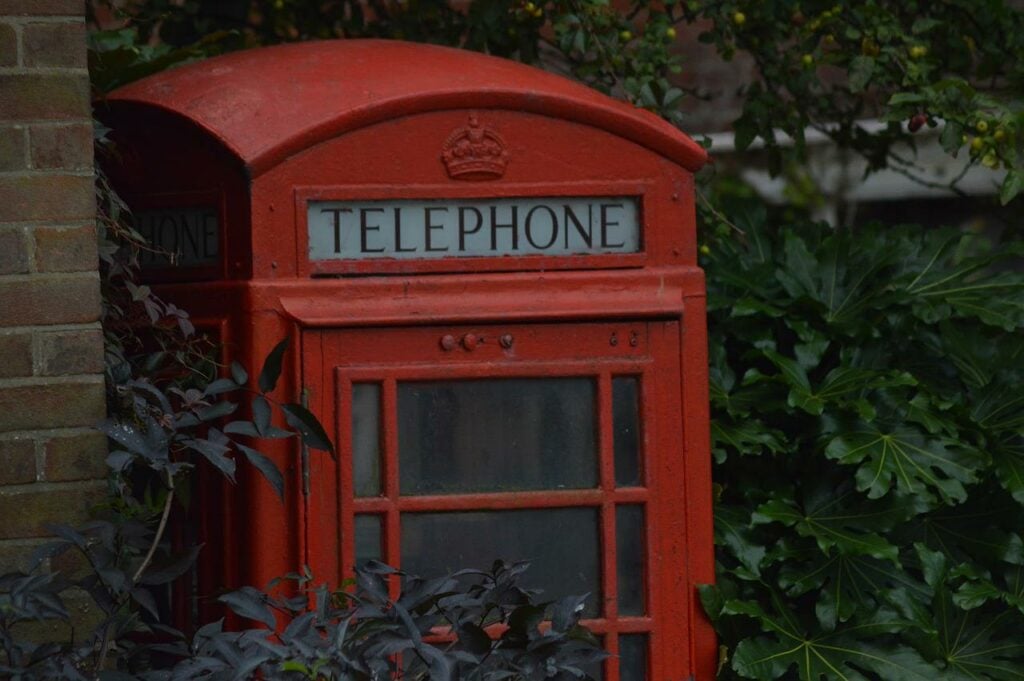 a red phone box, close up