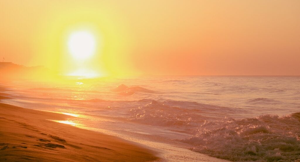 A beach in Montauk at sunset