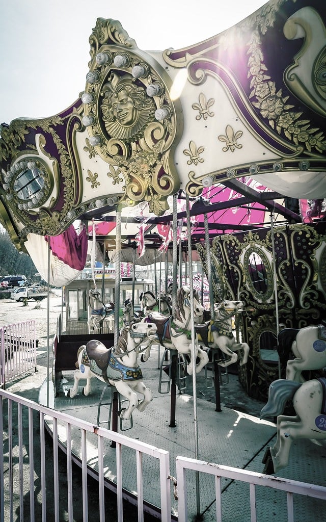 A close-up of the carousel at Yongma Land