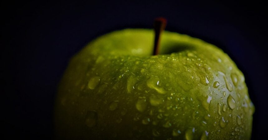 a close-up of a green granny smith apple