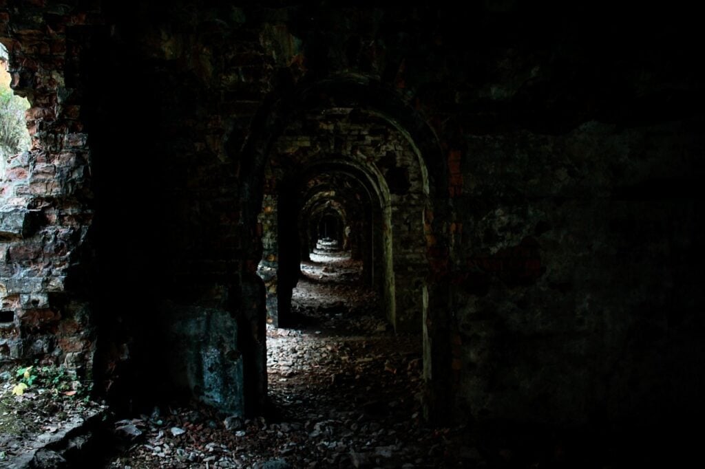 A dark, underground tunnel
