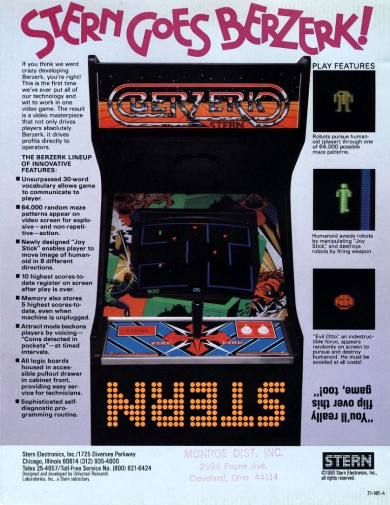 A flyer from 1980 advertising Berkzerk to arcades