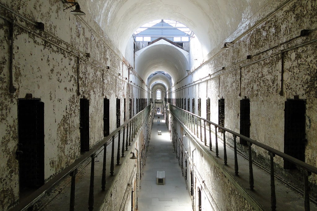 a cell block at Eastern State Penitentiary