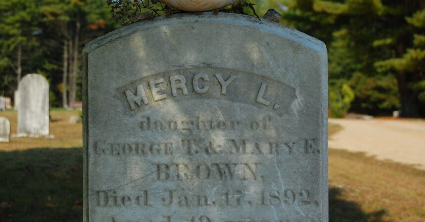the headstone at Mercy Brown's grave in Exeter, Rhode Island