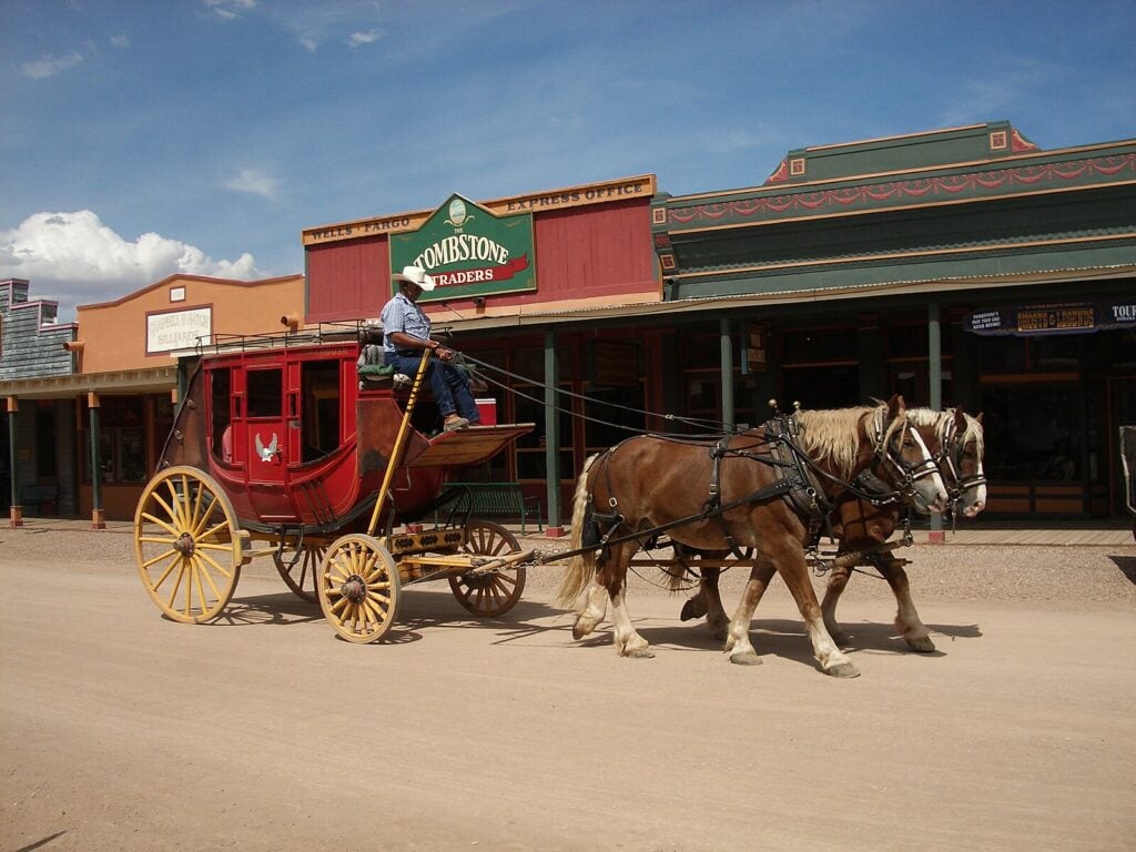 a red stagecoach in Tombstone Arizona