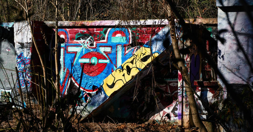 Graffiti at the Decatur Waterworks ruins