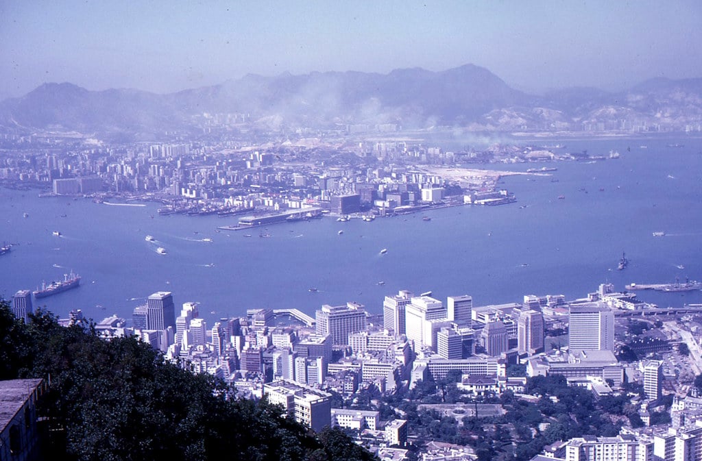 A view of Hong Kong from Victoria Peak circa 1967