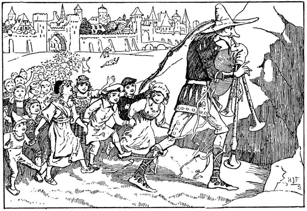 the pied piper as illustrated in Andrew Lang's Red Fairy Book