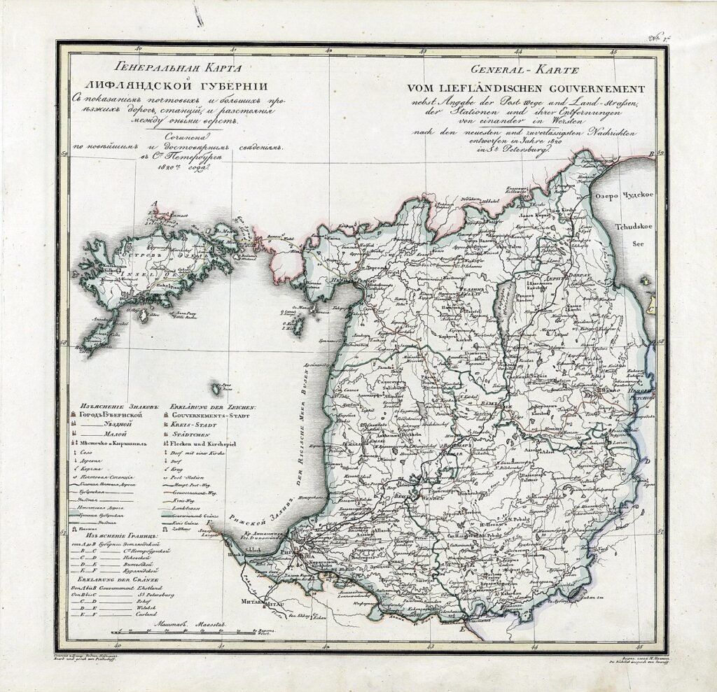 a map of Livonia circa 1820
