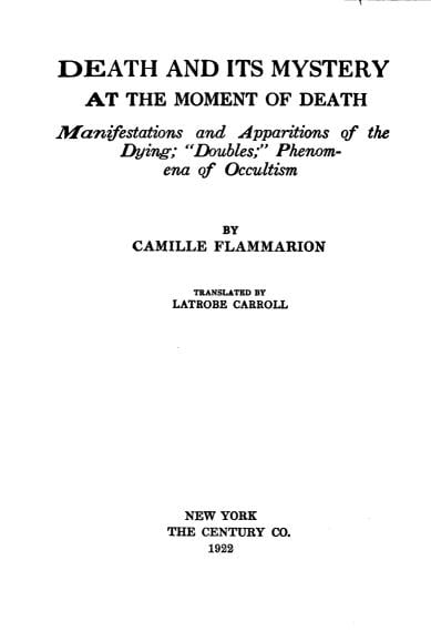 the cover page of Camille Flammarion's book Death And Its Mystery