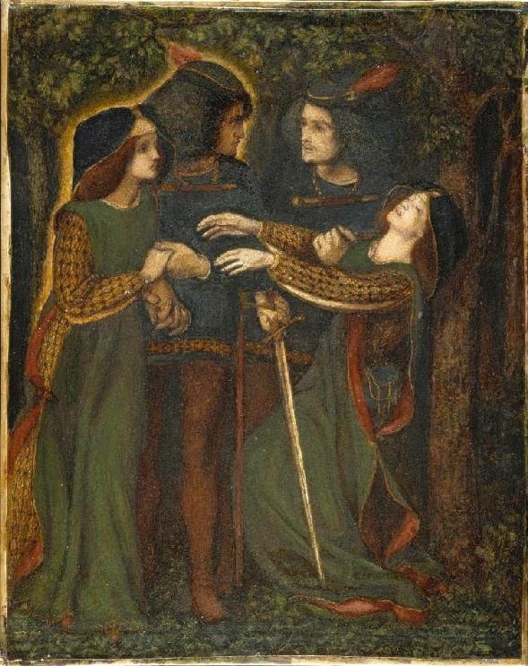 Dante Gabriel Rossetti's 1860-1864 painting titled How They Met Themselves