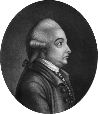 a portrait of jonathan carver, a white man wearing an 18th century wig seen in profile