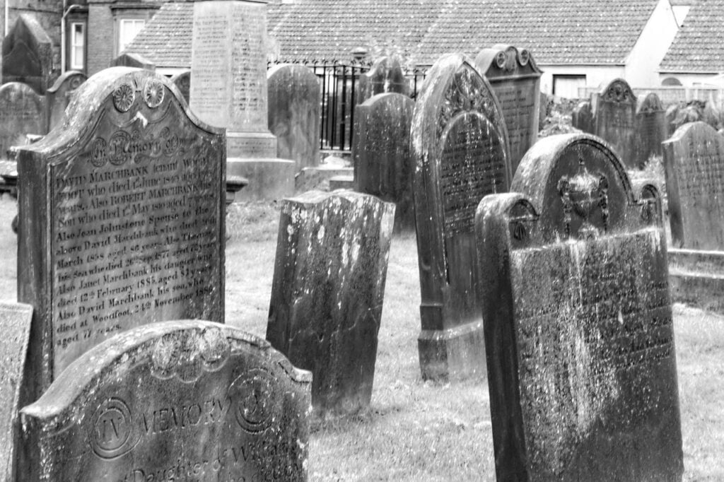 very old headstones in a cemetery