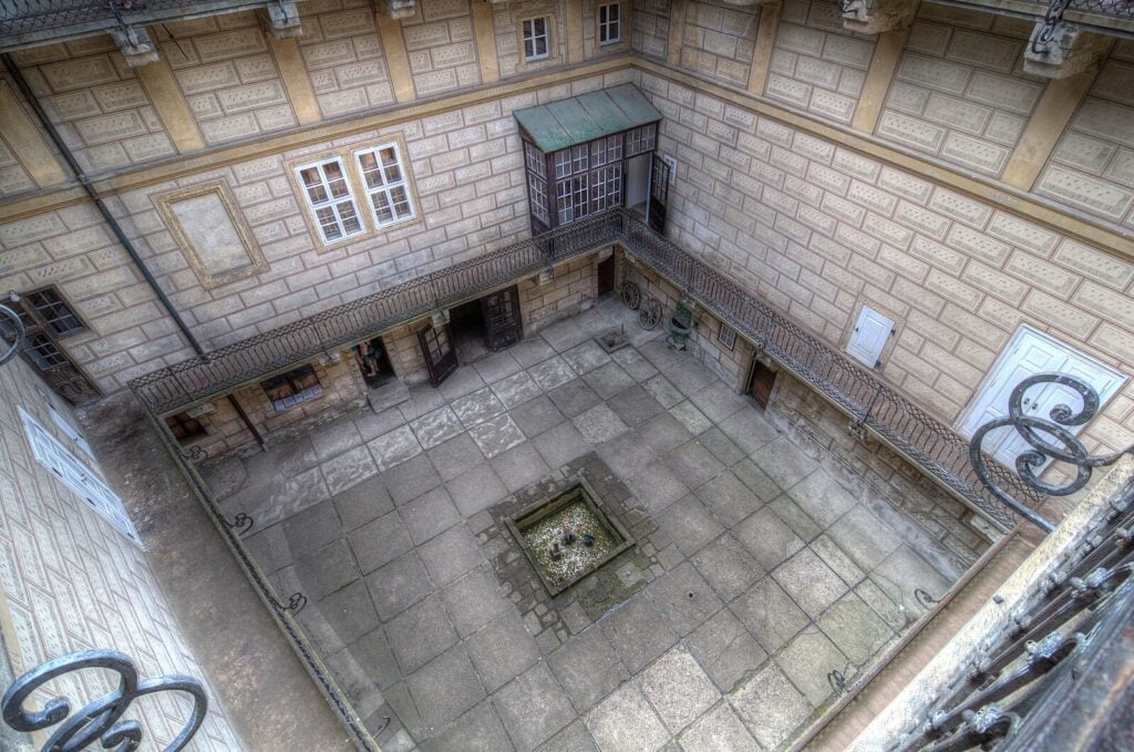 Houska Castle's courtyard