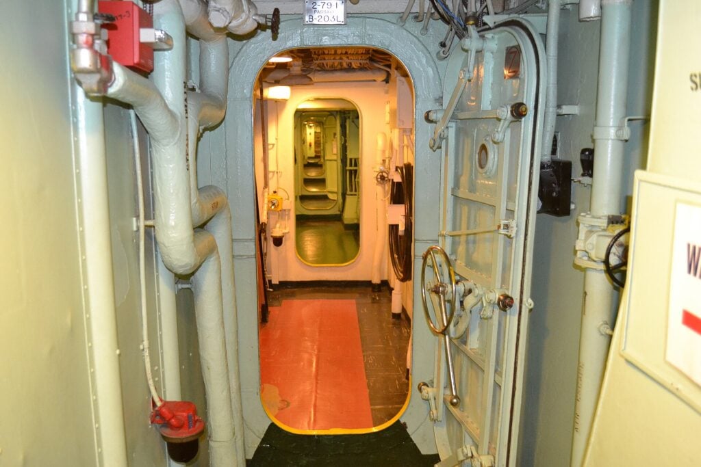 a passageway inside the USS Hornet