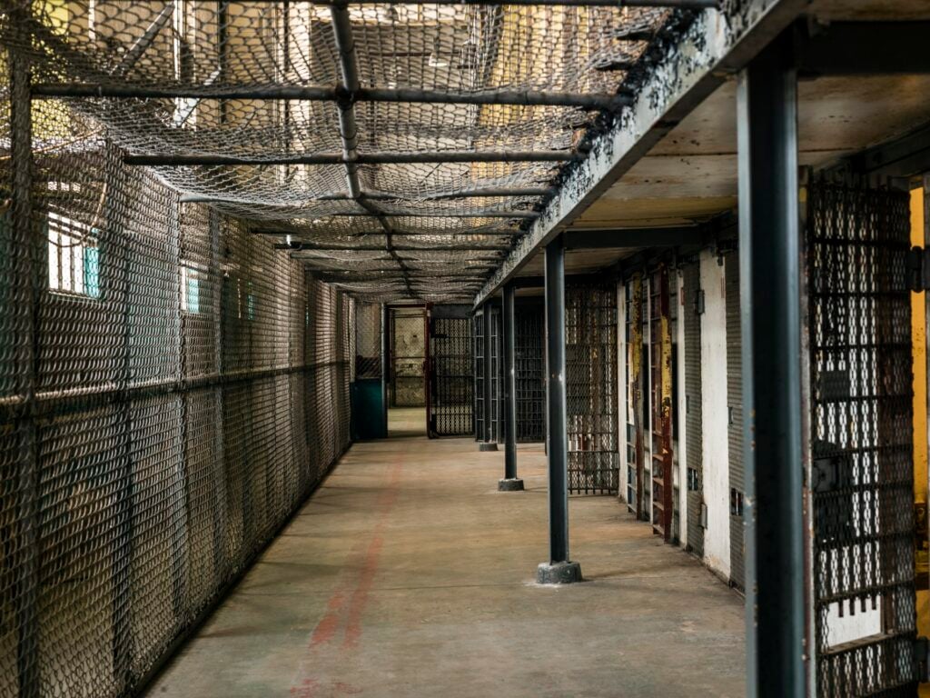 a cell block at West Virginia State Penitentiary